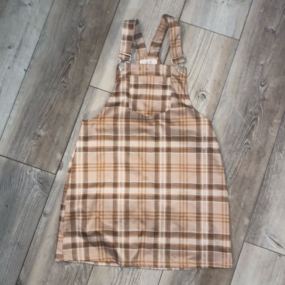 No Comment Jumpsuit Brown Plaid Dress Size Large